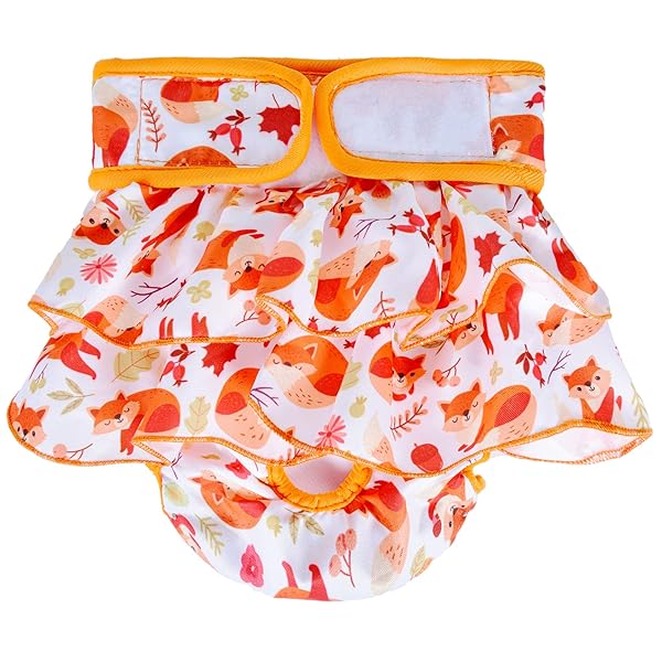 KUVEELA PET 犬用マナーパンツ 犬用 メス サニタリーパンツ 犬用パンツ 雌 犬用生理パンツ 犬用オムツカバー 女の子 メス 発情期用 通気性 吸水性良い 再利用可能（(リス)オレンジ S）