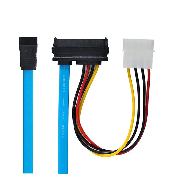 CY SASケーブル SFF-8482 SAS 29ピン→SATA 22ピン ハードディスクドライブ RAID延長ケーブル IDE 4ピン電源ポート付き