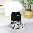 サムコス 犬服 ワンピース ペット服 犬猫洋服 チェック柄 蝶結び 袖なし 春夏秋 犬の服 お姫様 レース ドレス スカート 可愛いワンピース 人気 ファッション 小型犬 中型犬 猫 (L, ブラック)