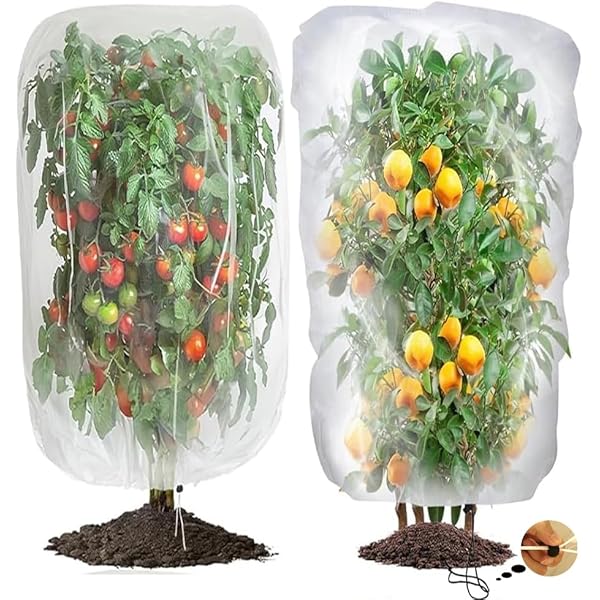 MUYYIKA 防虫ネット 防鳥ネット 植物保護カバー メッシュ巾着式 鳥よけ ネット 園芸用ネット 防虫カバー 虫鳥除け網 アゲハチョウ 防虫 鳥対策 通気性 園芸用品 2個セット(50X75cm)