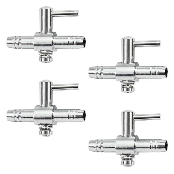 YFFSFDC 一方コック エアーチューブ用 分岐コック エアー量調節 分岐管 エアレーション エアコントロール レバー バルブ アクアリウム 水槽 水族館 (シルバー4個)