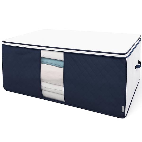 イニコライフ ふとん 収納袋 大容量 布団一式用 通気性の良い厚手不織布製 布団ケース 持ち手 透明窓付 前面活性炭シート入 掛け 敷き布団をまとめてスッキリ収納 ふとん袋 シングル 大きく開くファスナーデザイン 使わない時は折り畳める(中芯無し)(3)