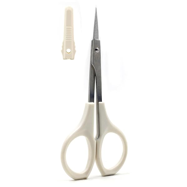三花 カットワークはさみ ハサミ ソリ刃 精密 極細 糸切り デザイン用 手芸 刺繍 多用途 保護蓋付き コンパクト ホワイト