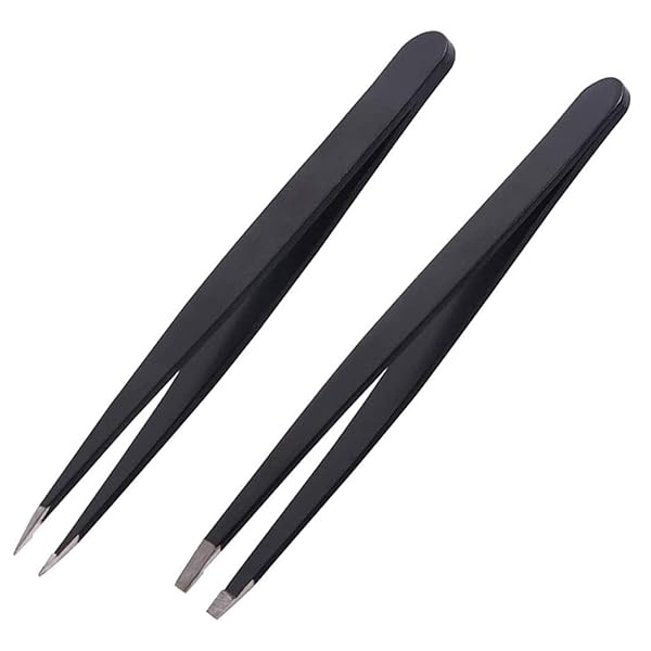 眉毛ピンセットセット、2パックプロフェッショナルステンレス鋼精密傾斜ピンセットと先のとがった眉毛..