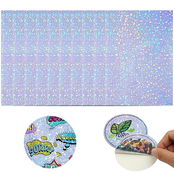 PAVIKEホログラムシート 【10枚組】ホログラムシール 透明 ホログラフィックステッカー紙 オーロラフィルム 剥離可能、防水、割れたガラスパターン、A4サイズ、自己粘着性、インクジェット/レーザープリンター写真装飾DIY用品
