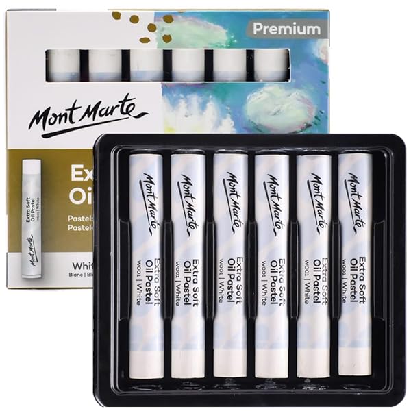 Mont Marte スーパーソフト オイルパステル 超柔軟油彩6点 白色 Extra Soft Oil Pastels 6pcs whiteプ..