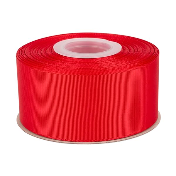 【Tekdeere】幅 50mmソリッドレッドグログランリボン、ギフトラッピング、裁縫、ヘアアクセサリー、結婚式の装飾に最適 - 22メートル/巻