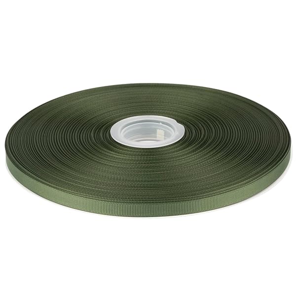 【Tekdeere】幅 9mmソリッドモスグログランリボン、ギフトラッピング、裁縫、ヘアアクセサリー、結婚式の装飾に最適 - 91メートル/巻