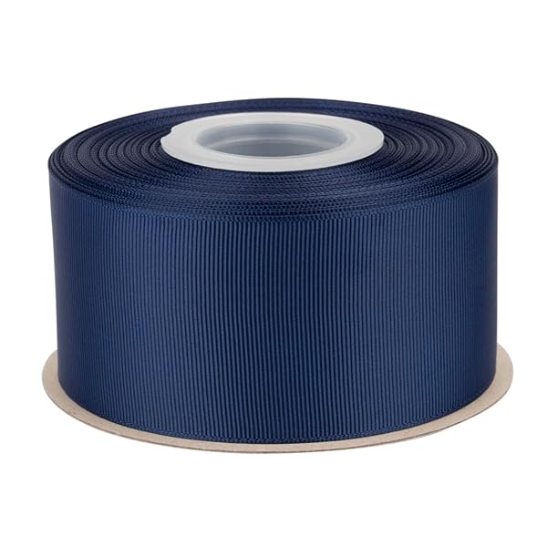 【Tekdeere】幅 50mmソリッドネイビーグログランリボン、ギフトラッピング、裁縫、ヘアアクセサリー、結婚式の装飾に最適 - 22メートル/巻