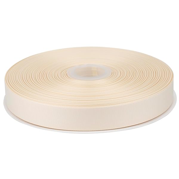 【Tekdeere】幅 25mmソリッドアイボリーグログランリボン、ギフトラッピング、裁縫、ヘアアクセサリー、結婚式の装飾に最適 - 91メートル/巻