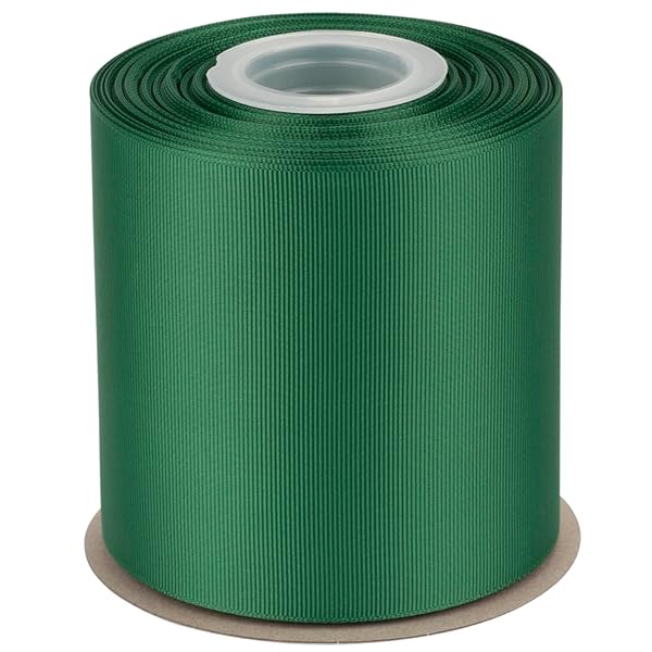【Tekdeere】幅 100mmソリッドフォレストグリーングログランリボン、ギフトラッピング、裁縫、ヘアアクセサリー、結婚式の装飾に最適 - 22メートル/巻