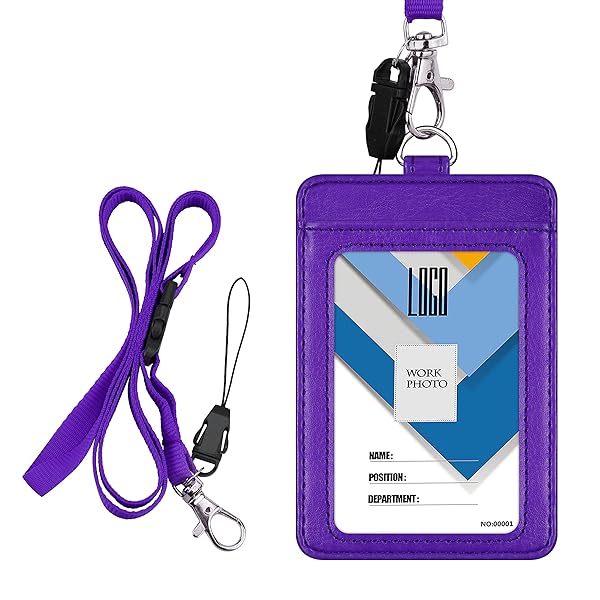 IDカードホルダー 縦 Wisdompro PU革 両面 ネックストラップ付き 社員証・名札・定期入れ・パスケース ..