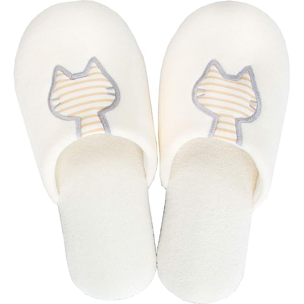 オカ(OKA) うちねこ スリッパ (足のサイズ 約 23 cm~ 24 cmまで) ホワイト (洗える おしゃれ 室内 来客用 トイレ メンズ レディース 猫...