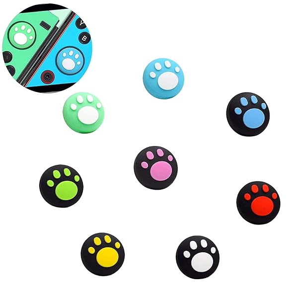 Doyeemei かわいい猫の爪ロッカーキャップ 【Switch/Switch Lite 対応】アナログスティックカバー L/Rセンサーコントロール キャップ (8個セット) ロッカーキャップ 猫手 肉球 猫の爪 親指グリップキャップ ジョイスティッ