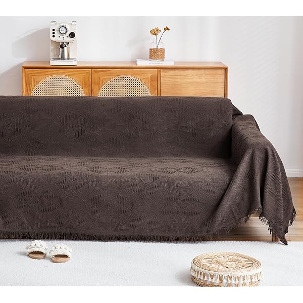 HomeFirst マルチカバー 長方形 大判 180*300cm 北欧風 マルチカバー ソファーカバー 肘付き 肘なし 多機能 フリンジ付き リバーシブル ブランケット 綿 ベッドカバー おしゃれ カウチ ベッドカバー キズ 汚れ防止 洗える 四季