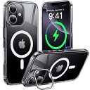 【新形態!スタンド使いながら充電OK】CASEKOO iPhone 16 用 ケース クリア 隠しスタンド付き 黄変防止 透明感高い Magsafe対応 耐衝撃 傷防止 軽量 磁力強い 滑り止め レンズ保護 フィルム干渉なし ワイヤレス充電 ストラッ