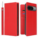 Havaya Pixel9 pro ケース Pixel9 ケース ピクセル9 ケース 手帳型 本革 ストラップ Google グーグル スマホケース docomo au 耐衝撃 カバー SoftBank カード収納 スタンド機能 レザー -レッド