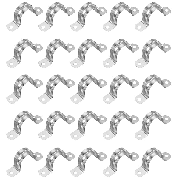 PATIKIL サドルバンド 32mm 2穴 パイプクランプ パイプ固定金具 304ステンレス 配管 サドル パイプ ケーブルワイヤ 固定用 25個