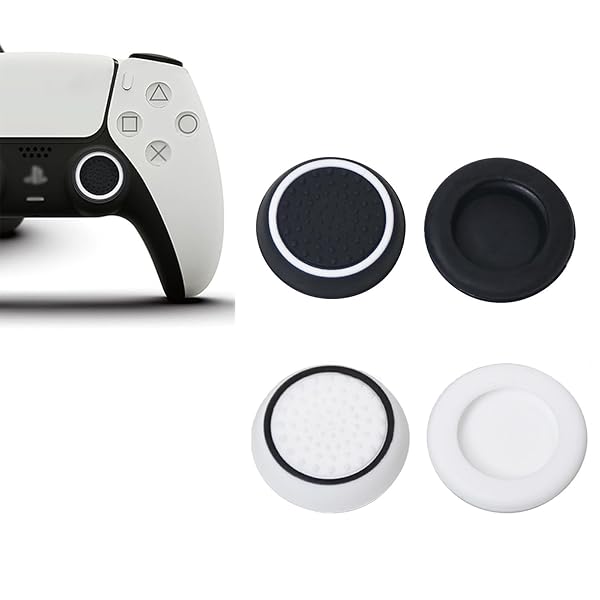 LeTradeJP Switch コントローラー スティックキャップ 4個セット 親指 スティックカバー シリコン PS5/PS4/PS3/Xboxコントローラーに対応できる (ブラック 2枚 + ホワイト 2枚)