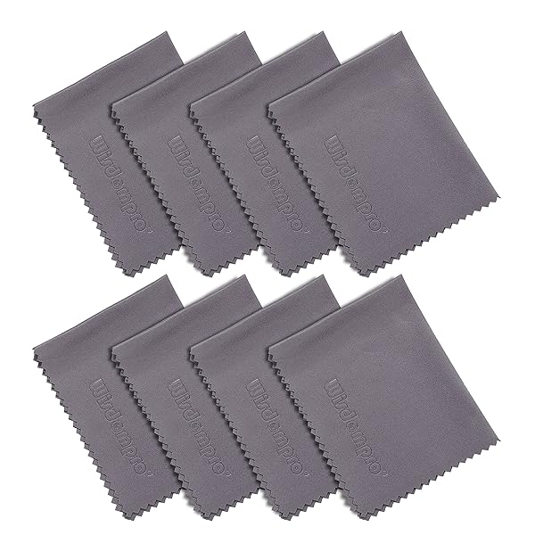 Wisdompro クリーニングクロス メガネ拭き マイクロファイバー 超極細繊維 カメラレンズ/メガネ/液晶画面/楽器/スマホ対応 15cmx18cm (8枚セット 個装 グレー)