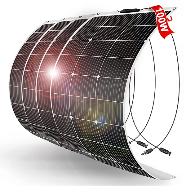 DOKIO ソーラーパネル 400W フレキシブル 防災対策 単結晶 4枚*100W 18v ポータブル電源や12Vバッテり適用 自作のソーラー発電に最適な小型・家庭用太陽光パネル 太陽光パネル 曲げ可能 IP67防水防塵 車中泊 野外 災害対策 変