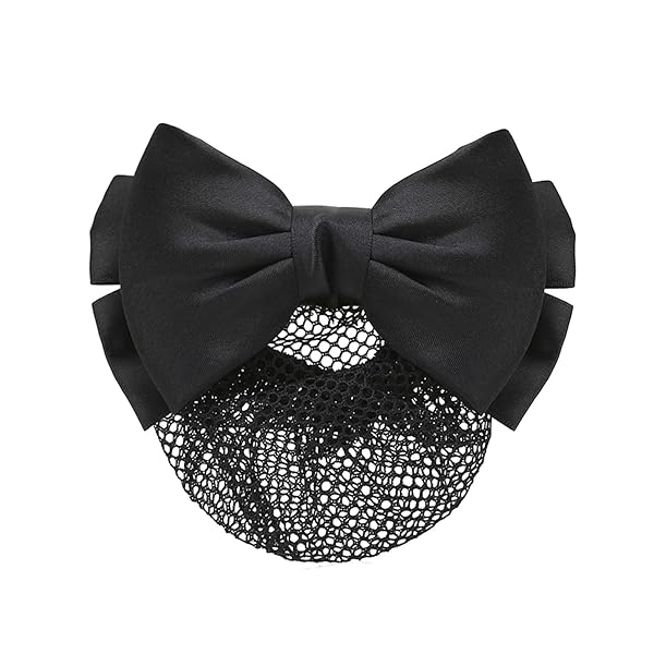 リボン バレッタ ネット 髪飾り リボン シニヨンネット お団子ネット ヘアアクセサリー まとめ髪 ヘアネット 髪色隠し お団子 バレッタ ヘアクリップ 髪飾り リボン おしゃれ シンプル 大きめ 卒業式 デート 冠婚葬祭 (ブラック)