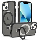 PinLiSheng iPhone 12 mini 13 mini 用 ケース 隠し収納式 Magsafe対応 アイフォン 12mini 13mini ケース マグネット搭載 リング付き 多機能スタンド 縦横両対応 スタンド内蔵 半透明 耐衝撃 カバ