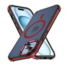 【米軍規格・MagSafe対応】 iPhone15 ケース メタルボタン MagSafe対応 マット感 耐衝撃 米軍MIL規格 アイフォン15 ケース マグネット搭載 黄ばみなし ワイアレス充電対応PinLiSheng(レッド, iPhone 15)