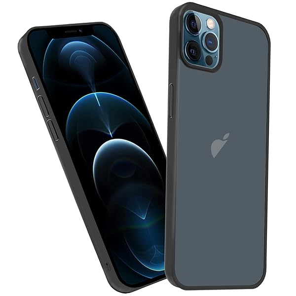 KPNS スマホケース iPhone 12 Pro ケース 米軍MIL規格 肌触りも良い 半透明 耐衝撃 超軽薄 指紋防止 黄変防止 アイフォン12 Pro 保護 カバー（ブラック）