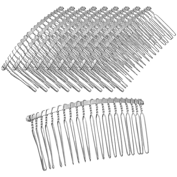 ヘアコーム 20本足 10個セット シルバー ヘアアクセサリー パーツ ヘアーコーム ワイヤーコーム 銀 DIY 手作り アクセサリー (銀色)