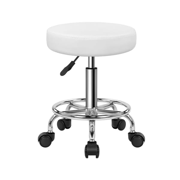 KKTONER 丸キャスター昇降スツール PUレザー フットレスト付き 回転椅子 高さ調節可能 バーカウンター..