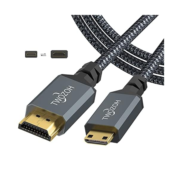 Twozoh Mini HDMI to HDMIケーブル 0.3M, 4K 60Hz UHD Mini-HDMIオス-HDMIオス変換ケーブル,HDMI ケーブル タイプC (HDMIミニ)
