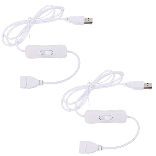 YFFSFDC USB A オス メス 延長ケーブル 1m ON/OFF スイッチ付き データ転送をサポートホワイト（2本入り)