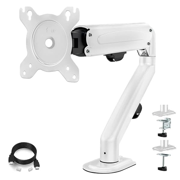 Besince モニターアーム 17～27インチ アームスタンド ディスプレイアーム VESA規格 1画面 ディスプレイスタンド モニタースタンド ガススプリング式 4軸 クランプ式 グロメット式 360度回転 耐荷重7kg 黒 白 仕事 ゲーム (