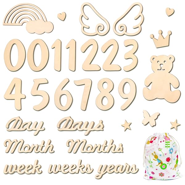 Oaec 月齢フォト 天然木製 マンスリーカード 30枚セット ベビーマンスリーカッド 長持ち ニューボーンフォト 小物 月齢カード 寝相アー..