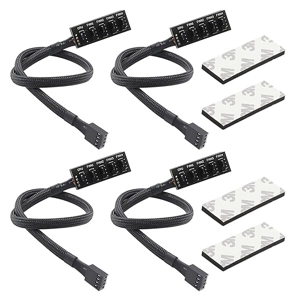 GTIWUNG 4個の4ピンPWMファンハブ PWMファン用 延長ケーブル 4ピン ファン 分岐ケーブル延長コード PWM ファンケーブル PCケースファン 延長電源ケーブル 増設用 1to5 分岐