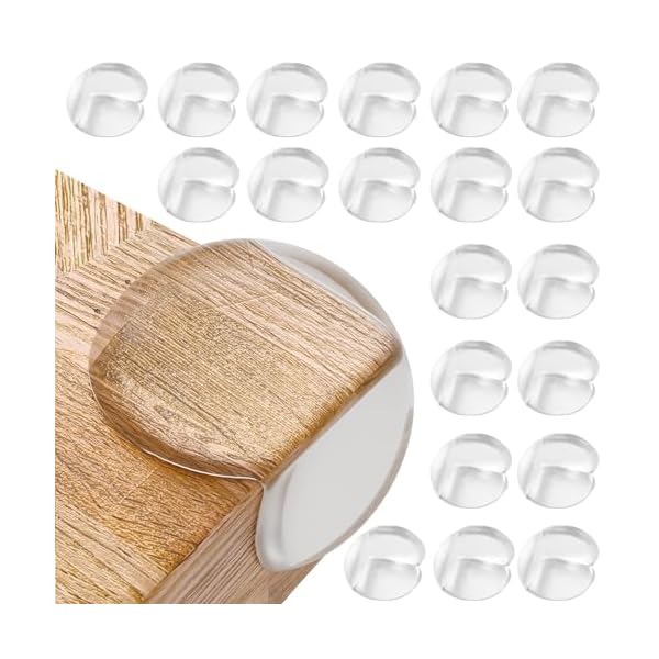 [Fieekty]コーナークッション コーナーガード【20個セット】【保育士が推薦】透明 角 保護 テーブルコーナーカバー テーブル角カバー 超強力テープ 安心の無毒素材採用 5倍弾力の新クッション設計 ベビーコーナーガード コーナー保護材 (円型)