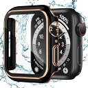 Puptoya for アップルウォッチ 防水 カバー 40mm Apple Watch用 ケース Series 6 5 4 SE あっぷるうぉっち 保護 バンパー タッチ感度が高い 耐衝撃 ガラスフィルム 装着簡単 iWatch 40mm ブラック(2)