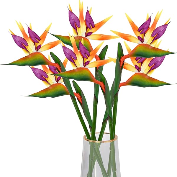 Bacucine 人工観葉植物 極楽鳥花 造花 6本 アーティフィシャルフラワー インテリア極楽鳥 ストレリチア..