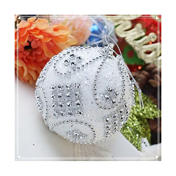 綺麗 ダイヤモンド クリスマス オーナメント ボール ホワイト 7個セット 直径 8cm 北欧 インテリア ツ..