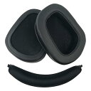 Chic Tuant イヤーパッド for Logicool (ロジクール) G933 G633 ヘッドセットに対応 交換用ヘッドホンパッドイヤークッションメモリーフォーム(ブラック) (プロテインレザーイヤパッド+ヘッドバンド)