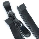 STK ファスナー ダブルジッパー 上止め ダウンジャケット バッグ 修理 DIY 縫製用 手芸素材 黒 (300CM, 1本セット)