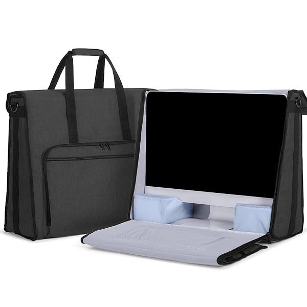 Damero imac用バッグ 27インチ imac 持ち運び トートバッグ 周辺機器収納ポケット付き 黒