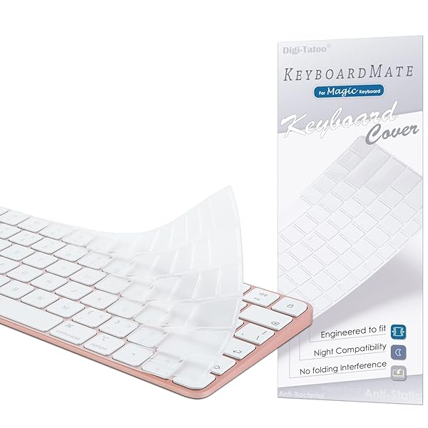 iMac Magic Keyboard用キーボードカバー 対応英語US配列 - M4チップ iMac 24インチ キーボードカバー スキン (Model A3203/A2450 Touch IDなし, テンキーなし) 超薄型 防水防塵 透明