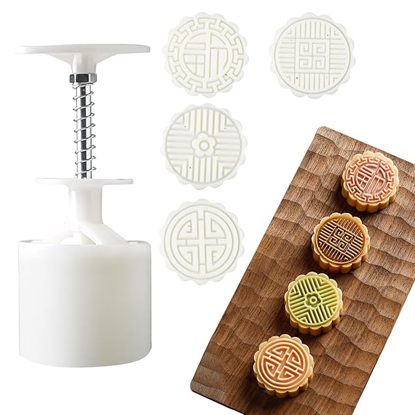 [BEAUTY PLAYER]月餅型 ムーンケーキ型 月餅モールド スタンプ*4枚入り 50g月餅金型プレス 手動圧力月..