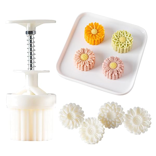 [BEAUTY PLAYER]月餅型 ムーンケーキ型 月餅モールド スタンプ*4枚入り 50g月餅金型プレス 手動圧力月..