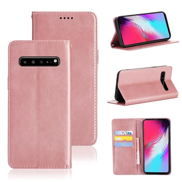 Galaxy S10 ケース 手帳型 対応 SC-03L/SCV41 ケース 手帳型 カバー PUレザー カード収納 財布型 耐衝撃 ケース マグネット スタンド機能付き 5色 (ギャラクシーS10 ケース 手帳型) (ライトローズゴールド)