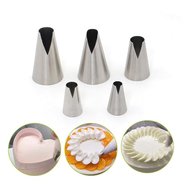 絞り口金 5個セット ステンレス製 口金 ケーキデコレーション 飾り カップケーキ 製菓道具 製菓用品 DIY ベーキングツール (V字型 5個セット)