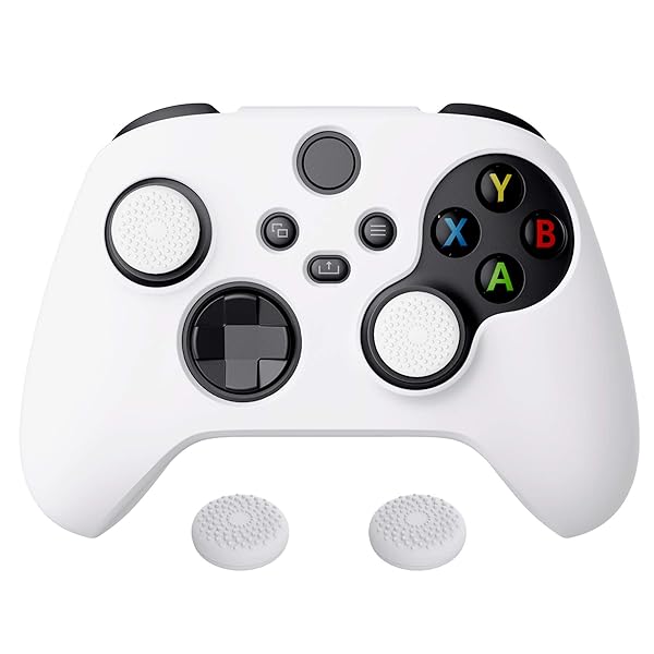 PlayVital Pure Xbox Series Xコントローラーに対応用アンチスリップシリコーンカバースキン、黒い親指..