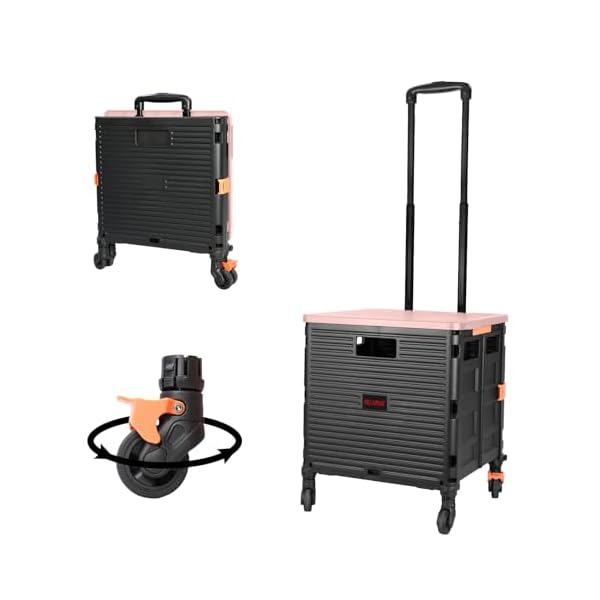 楽天ピオマーケットur×SELORSS BY06S キャリーカート 台車 買い物カート ショッピングカート 折り畳み式 ストッパー付き 360°回転 静音 ショッピング アウトドア キャップ オフィス 買い込み お年寄り 敬老の日 ―ピンク